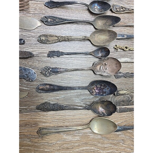 Lot of 44 Vintage Antique Silverplate Flatware Spoons Forks Crafting Silverware - Picture 6 of 16